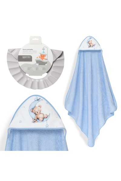 1260 CAPA BAÑO 1X1 MOD ESTAMPADO OSO LUNA ESTRELLAS+GORRO