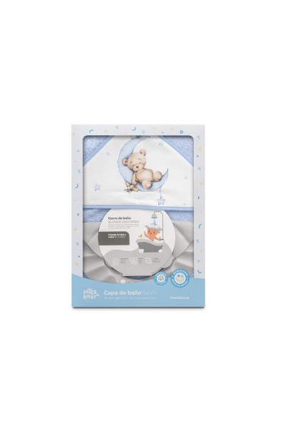1260 CAPA BAÑO 1X1 MOD ESTAMPADO OSO LUNA ESTRELLAS+GORRO
