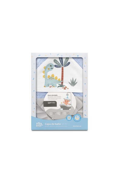 1261 CAPA BAÑO 1X1 MOD ESTAMPADO DINOSAURIO PALMERA+GORRO