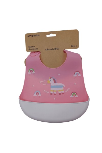 24ST06 Babero de silicona Unicornio-40 Grados