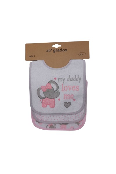 ZY-112 Pack 3 baberos "My daddy loves me"-40 Grados