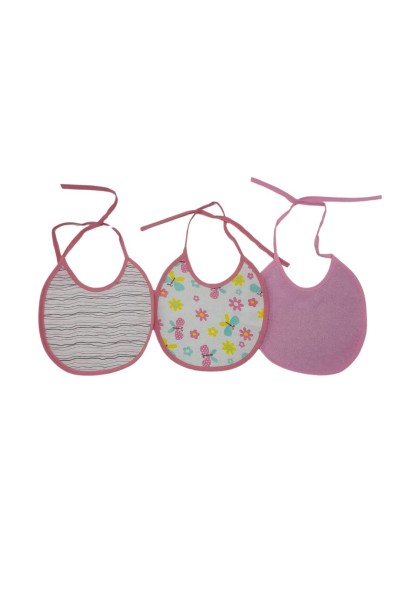ZY-108 Pack 3 baberos redondos rosas mariposas-40 Grados