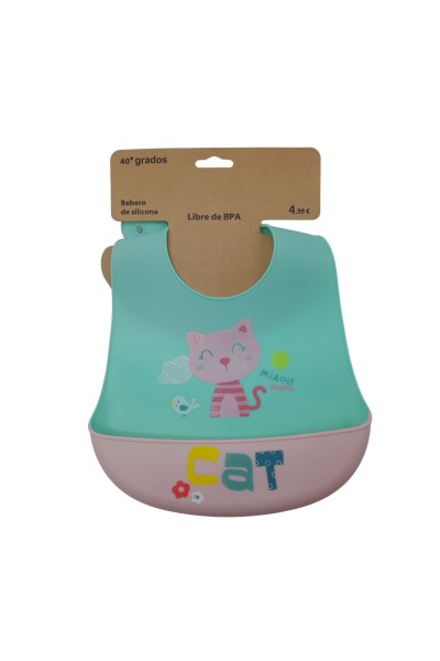 24ST08 Babero de silicona gato libre de BPA