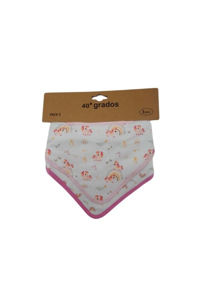 ZY-105 Pack 2 baberos bandana unicornio-40 Grados