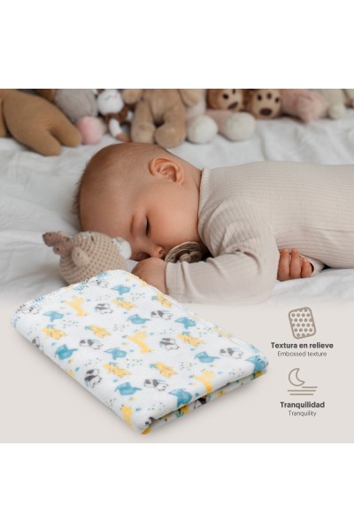 00987-31 MANTA ESTAMPADA ANIMALES GRIS