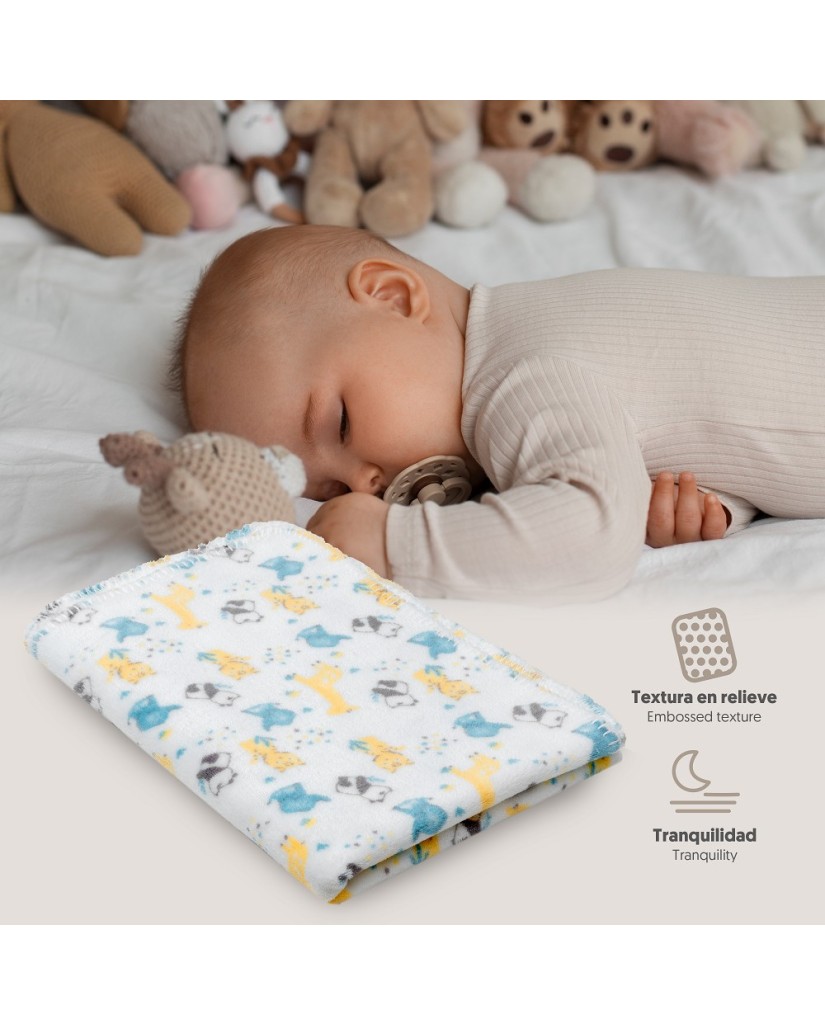00987-31 MANTA ESTAMPADA ANIMALES GRIS