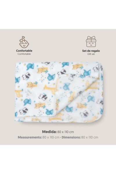 00987-31 MANTA ESTAMPADA ANIMALES GRIS