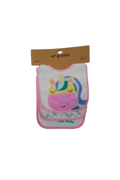 ZY-113 Pack 3 baberos unicornio-40 Grados
