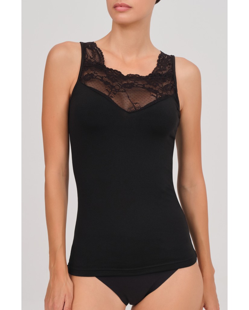 24083 Camiseta mujer térmica tirante ancho con encaje-40 GRADOS