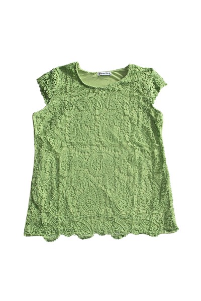 C3030-A CAMISETA MUJER ENCAJE MANGA CORTA