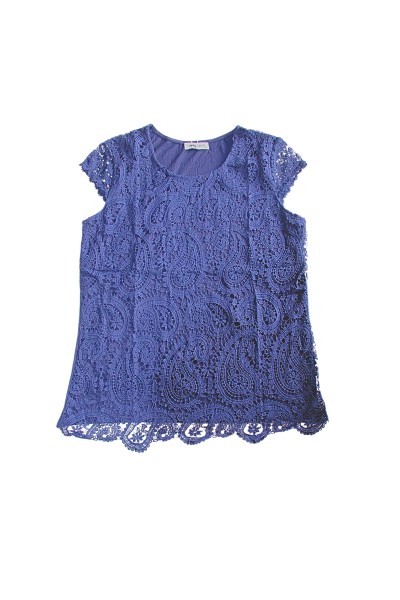 C3030-A CAMISETA MUJER ENCAJE MANGA CORTA