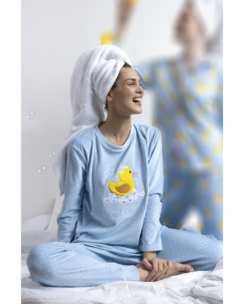 63631-0 PIJAMA MUJER VELVET SWEET DUCKLING -ADMAS