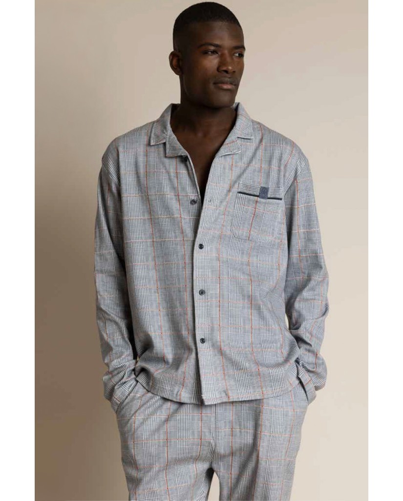 63796-0 PIJAMA HOMBRE MANGA LARGA ABIERTO HARRIS- ADMAS