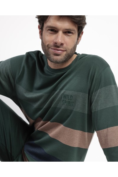 63753-0 PIJAMA HOMBRE MANGA LARGA RAYAS WILD SPIRIT-ADMAS