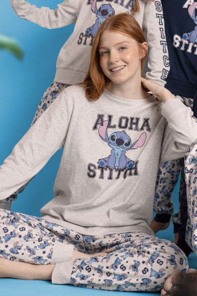 63664-0 PIJAMA MUJER MANGA LARGA ALOHA STITCH ADMAS