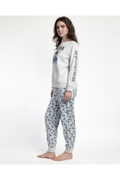 63664-0 PIJAMA MUJER MANGA LARGA ALOHA STITCH ADMAS