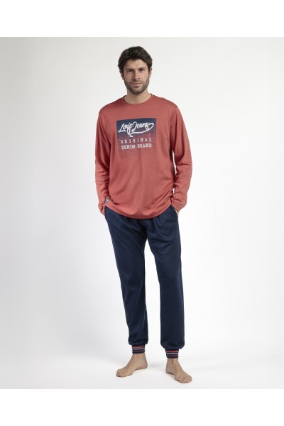 63157-0 PIJAMA HOMBRE MANGA LARGA 'BURNT'- ADMAS