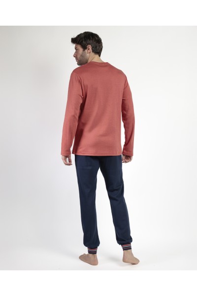 63157-0 PIJAMA HOMBRE MANGA LARGA 'BURNT'- ADMAS