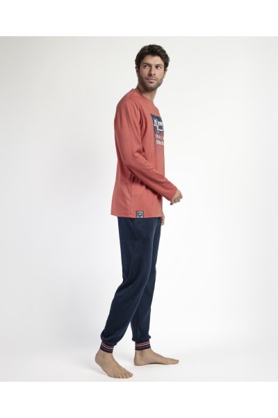 63157-0 PIJAMA HOMBRE MANGA LARGA 'BURNT'- ADMAS