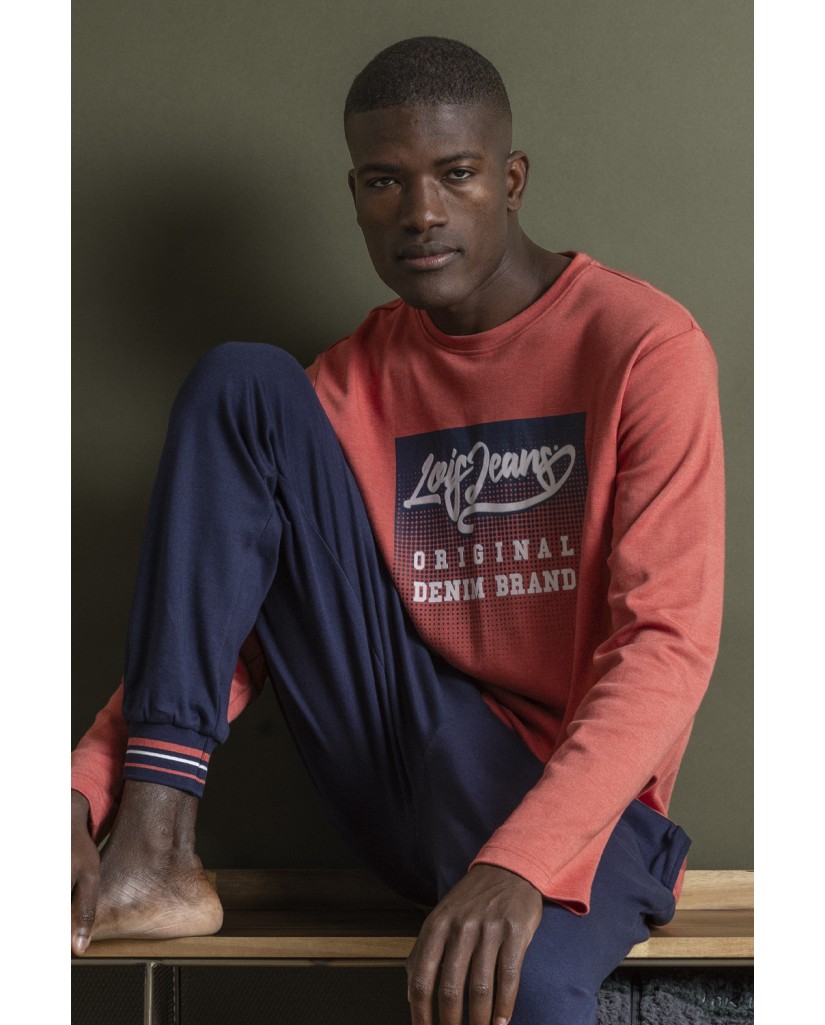 63157-0 PIJAMA HOMBRE MANGA LARGA 'BURNT'- ADMAS
