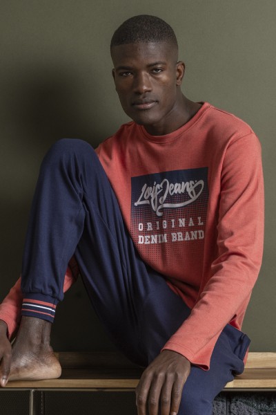 63157-0 PIJAMA HOMBRE MANGA LARGA 'BURNT'- ADMAS