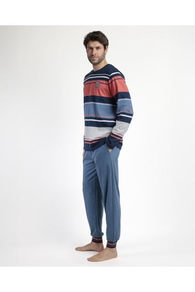 63160-0 PIJAMA HOMBRE RAYAS BURNT -ADMAS
