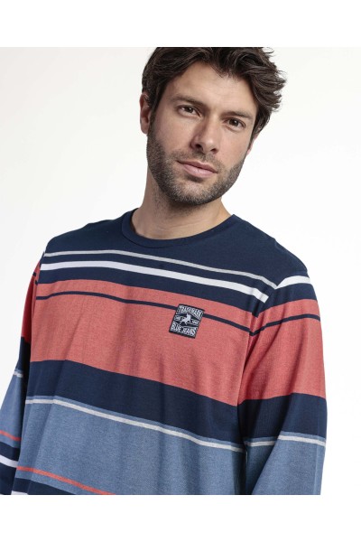63160-0 PIJAMA HOMBRE RAYAS BURNT -ADMAS