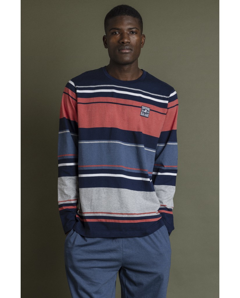 63160-0 PIJAMA HOMBRE RAYAS BURNT -ADMAS