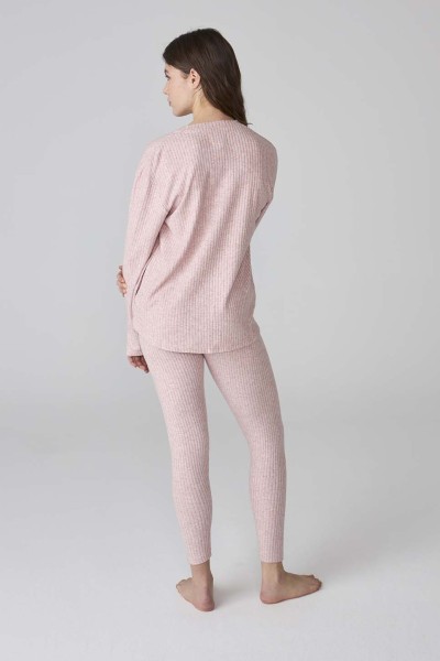 XJJB_FP2001 Pijama mujer canalé rosa casual J&J Brothers