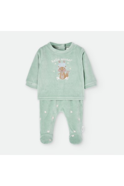 5005 Pijama dos piezas bebé verde Zorro