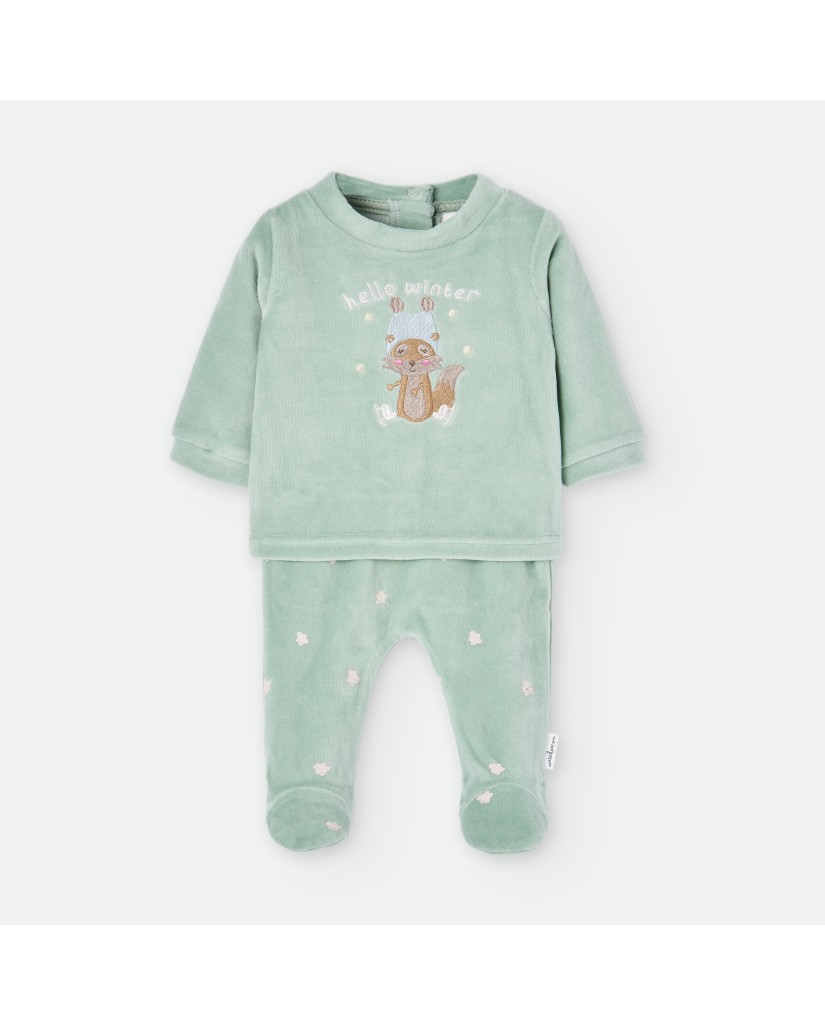 5005 Pijama dos piezas bebé verde Zorro