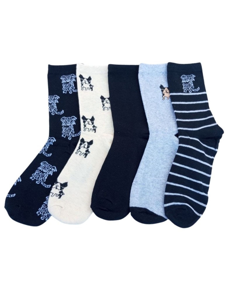 EHW2524 Pack 5 Calcetines de mujer Perritos-40 Grados