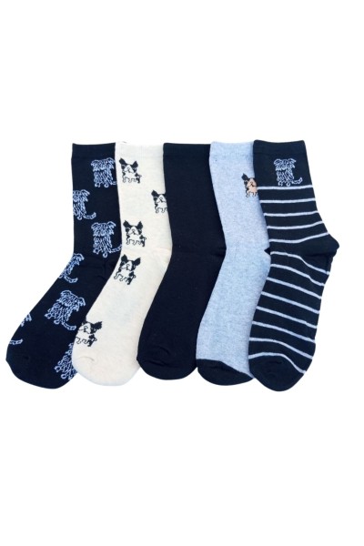 EHW2524 Pack 5 Calcetines de mujer Perritos-40 Grados