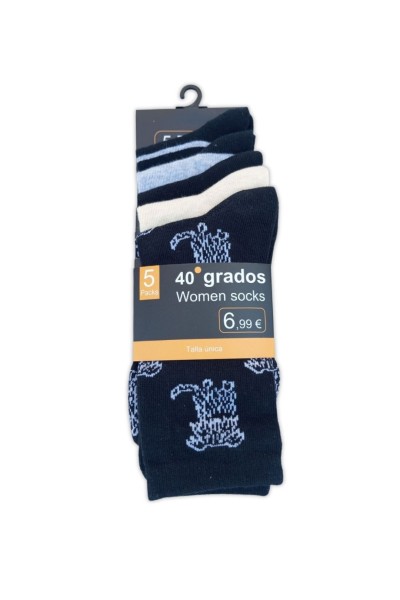 EHW2524 Pack 5 Calcetines de mujer Perritos-40 Grados