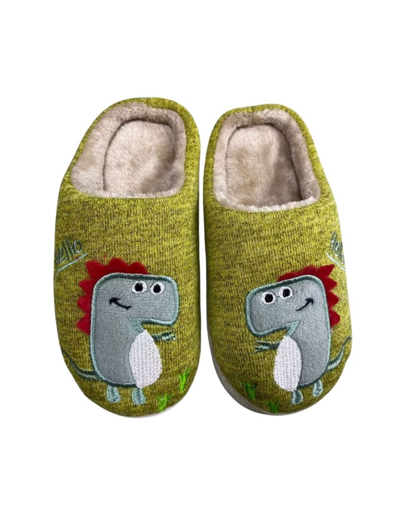 FJA19-2064B Zapatillas de estar por casa verde Dino