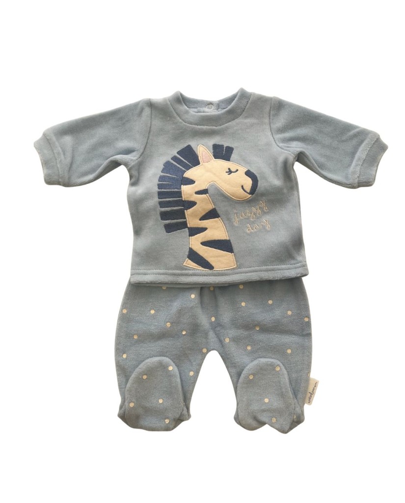 5007 Pijama dos piezas bebé Zebra azul