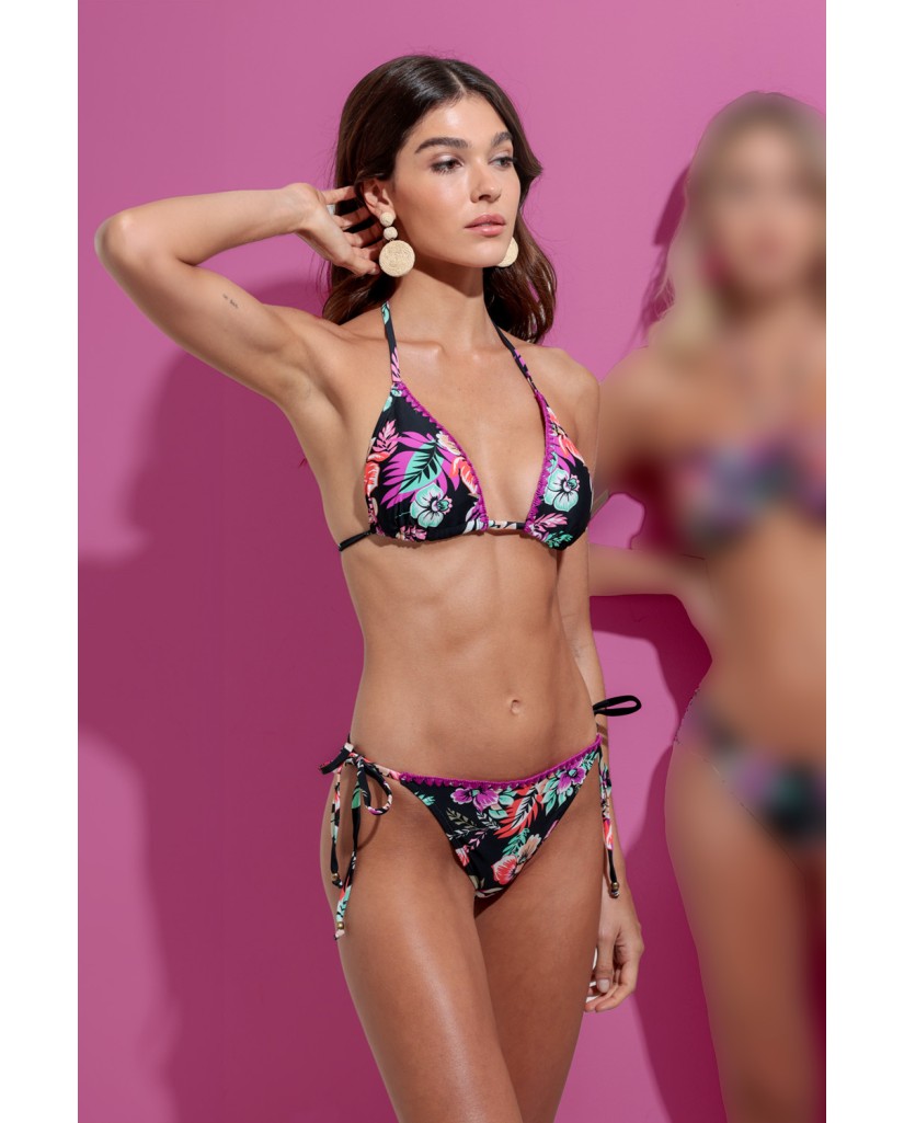 15496-0 BIKINI TRIANGULO KALISSA NEGRO FLORES-ADMAS