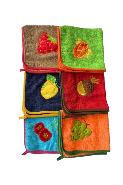 PAÑO02 Pack 5 paños de cocina colores frutas