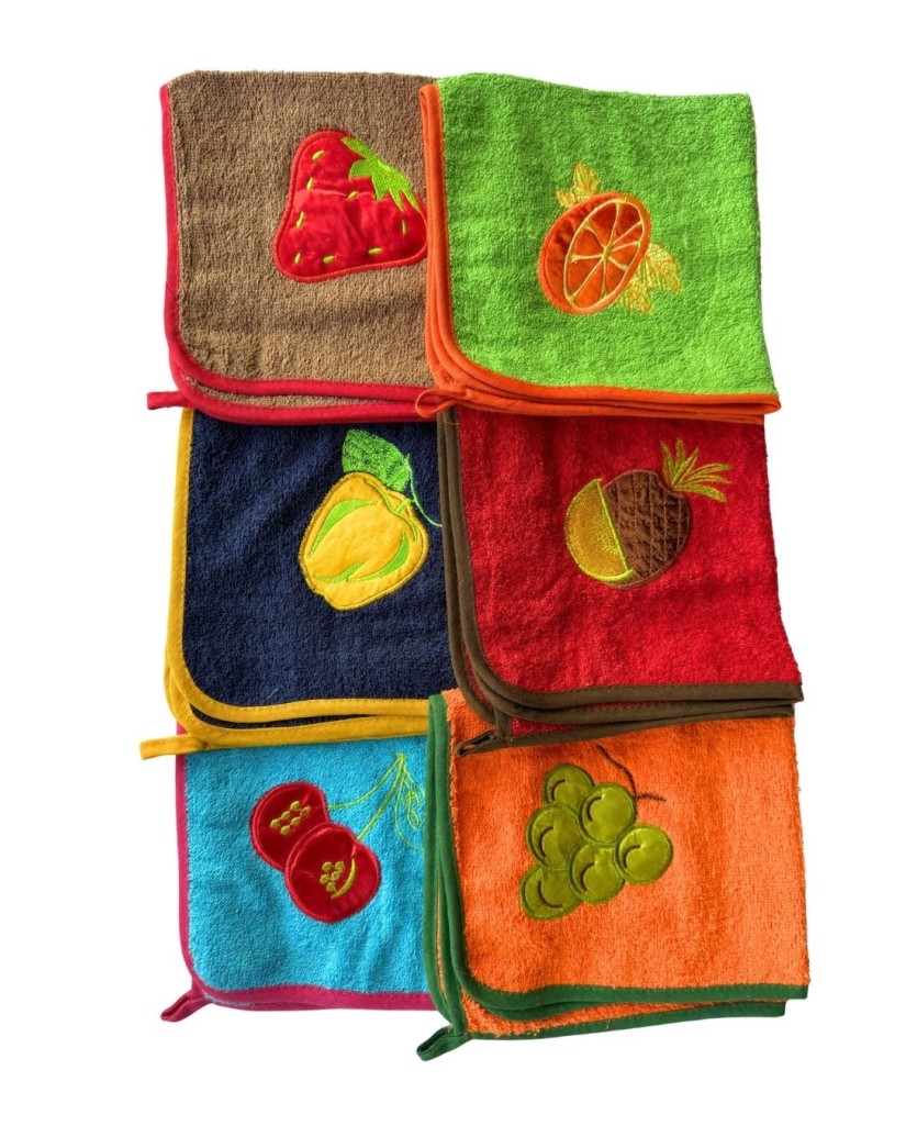 PAÑO02 Pack 5 paños de cocina colores frutas