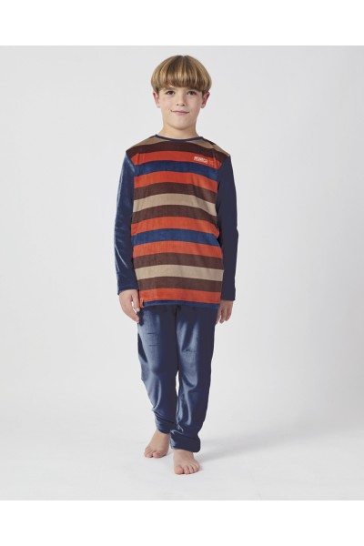 XMU_FP1152 Pijama niño manga larga rayas