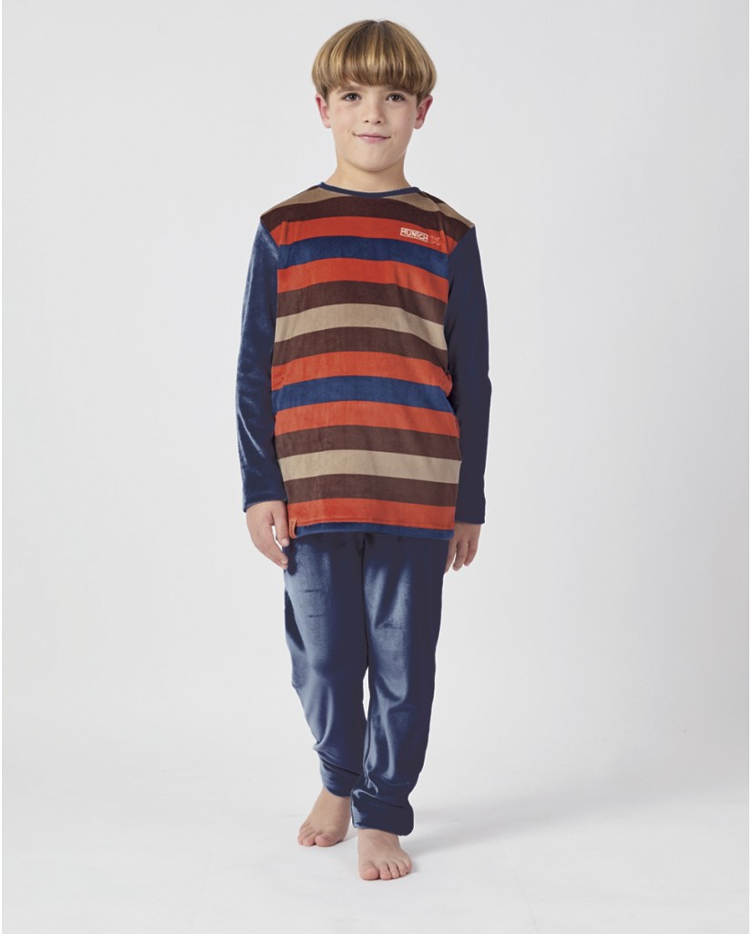 XMU_FP1152 Pijama niño manga larga rayas