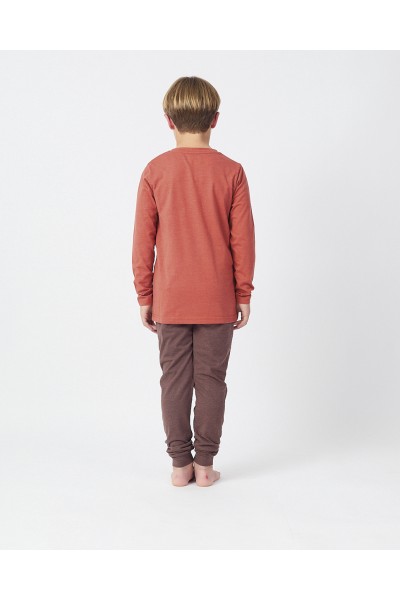 XMU_FP1451 Pijama niño manga larga naranja
