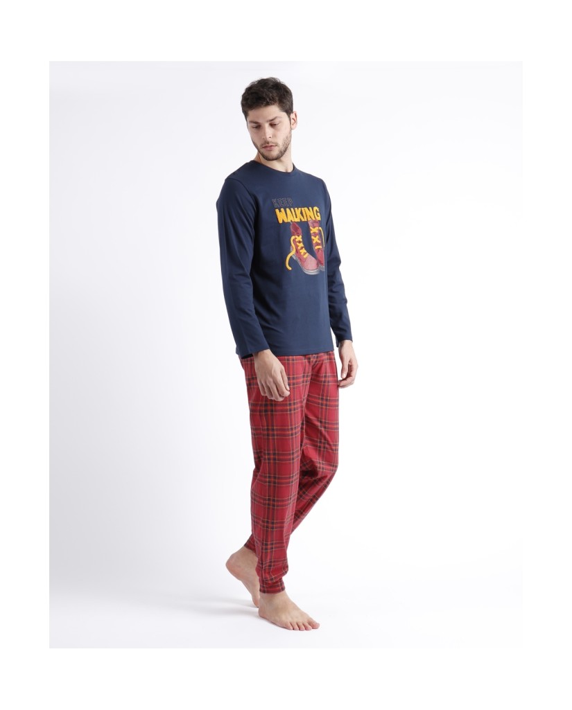 60317-110 PIJAMA HOMBRE MANGA LARGA KEEP WALKING
