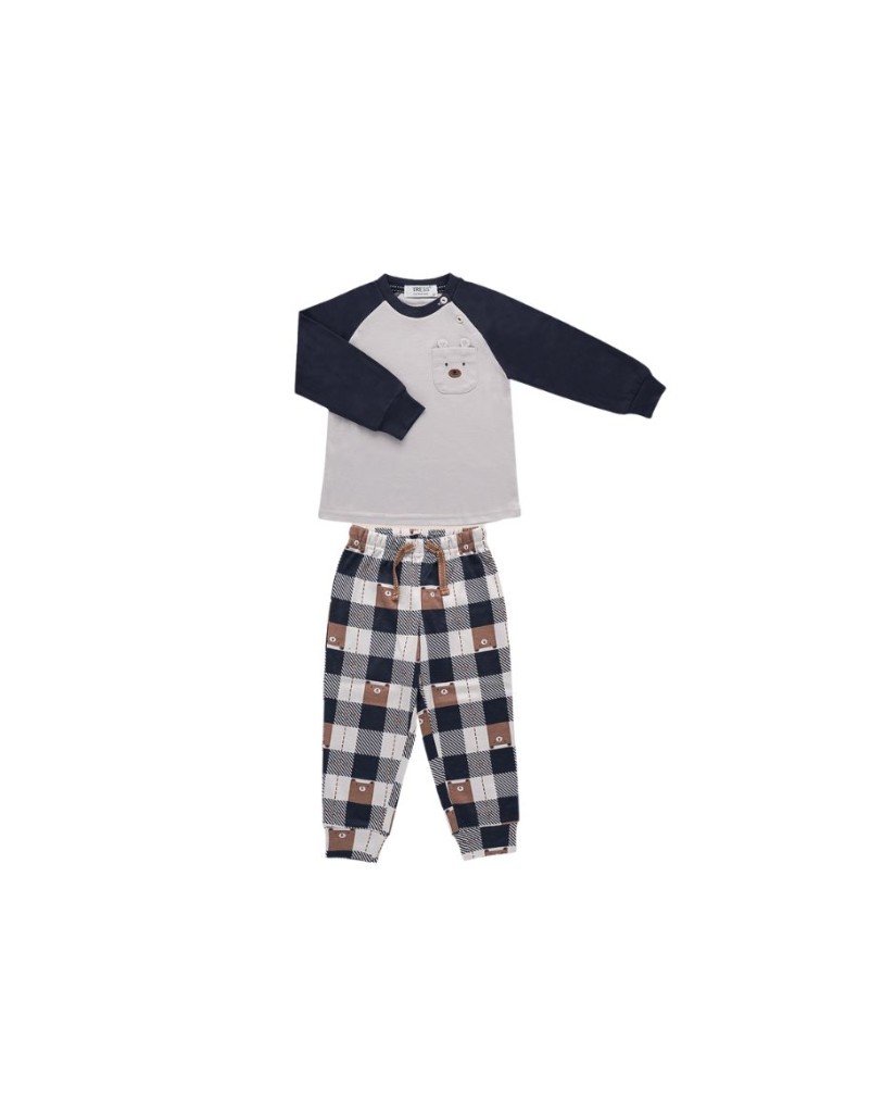 NO22522 PIJAMA NIÑO MANGA LARGA CUADROS