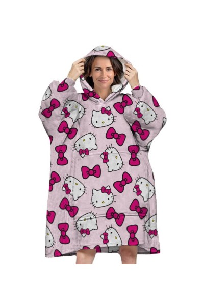097HK-ADULTO BATA MANTA OVERSIZE CORALINA HELLO KITTY