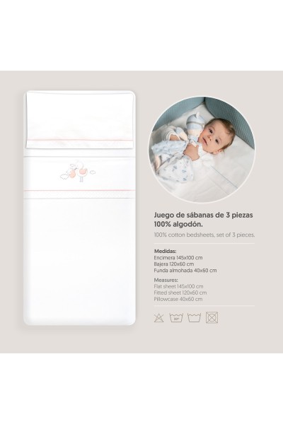 3338 TRIPTICO CUNA CIGUEÑA OSO + BROCHE