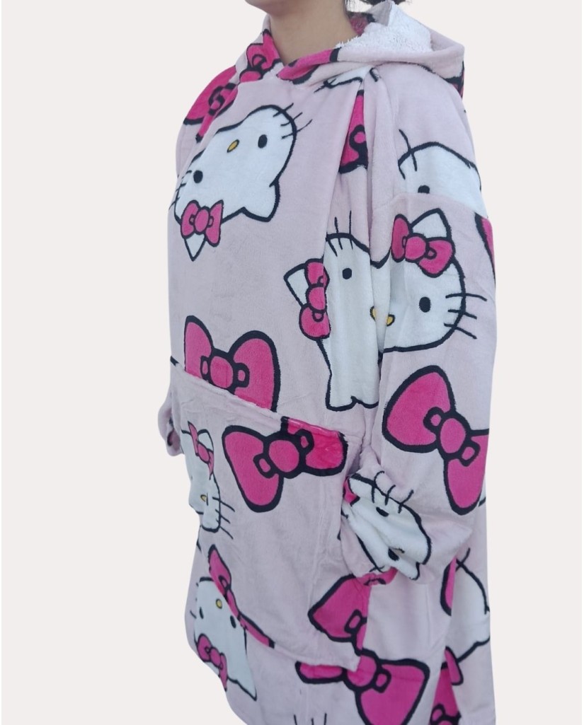 097HK-ADULTO BATA MANTA OVERSIZE CORALINA HELLO KITTY