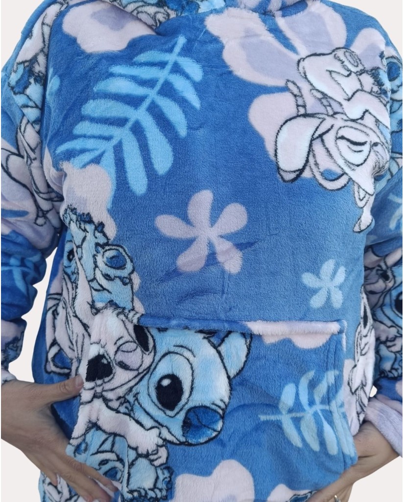 1292 Bata manta NIÑA Stitch Azul New Import
