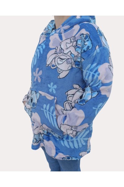 1292 Bata manta NIÑA Stitch Azul New Import
