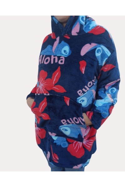 084STITCH-ADULTO BATA MANTA OVERSIZE CORALINA STITCH